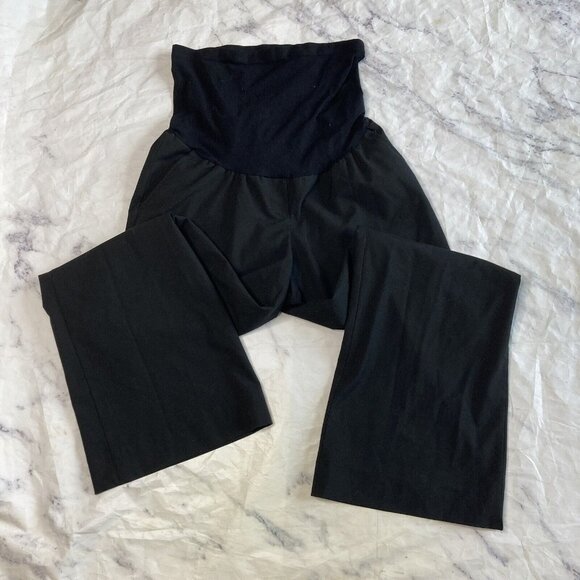 A Pea In The Pod Maternity Pants Womens Size Medium Wide Leg Dress Black N124 - Picture 1 of 3